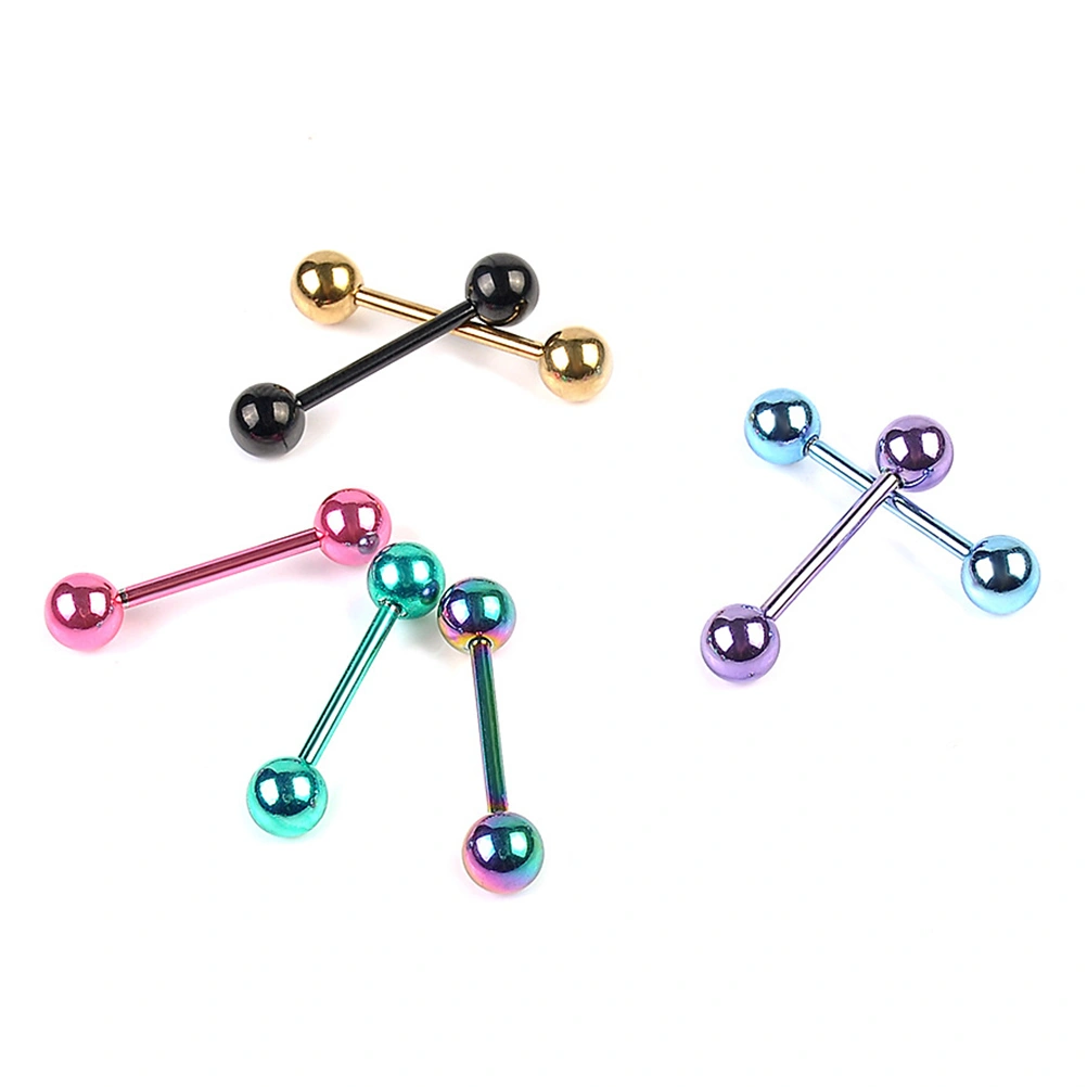 7 Pcs Stainless Steel Tongue Rings Double-headed Dumbbell Shaped Straight Barbells Piercing Tongue Bars Body Percing Jewelry