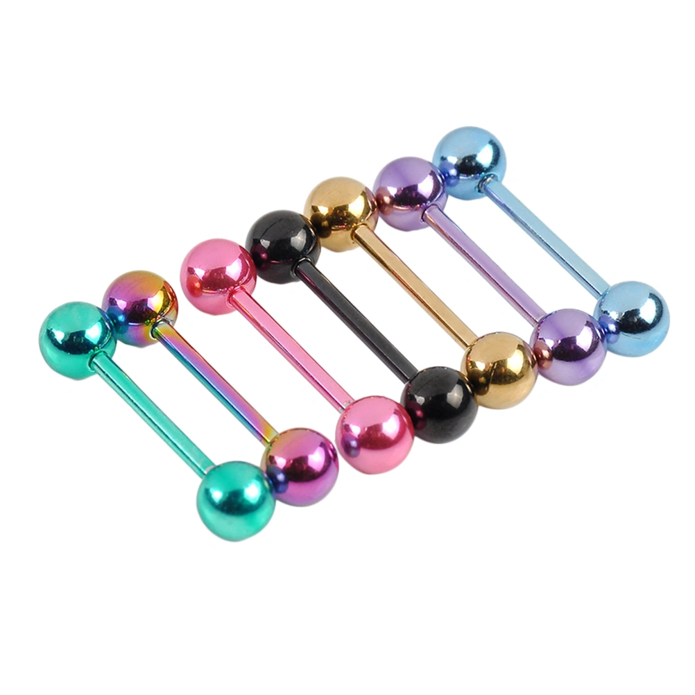 7 Pcs Stainless Steel Tongue Rings Double-headed Dumbbell Shaped Straight Barbells Piercing Tongue Bars Body Percing Jewelry