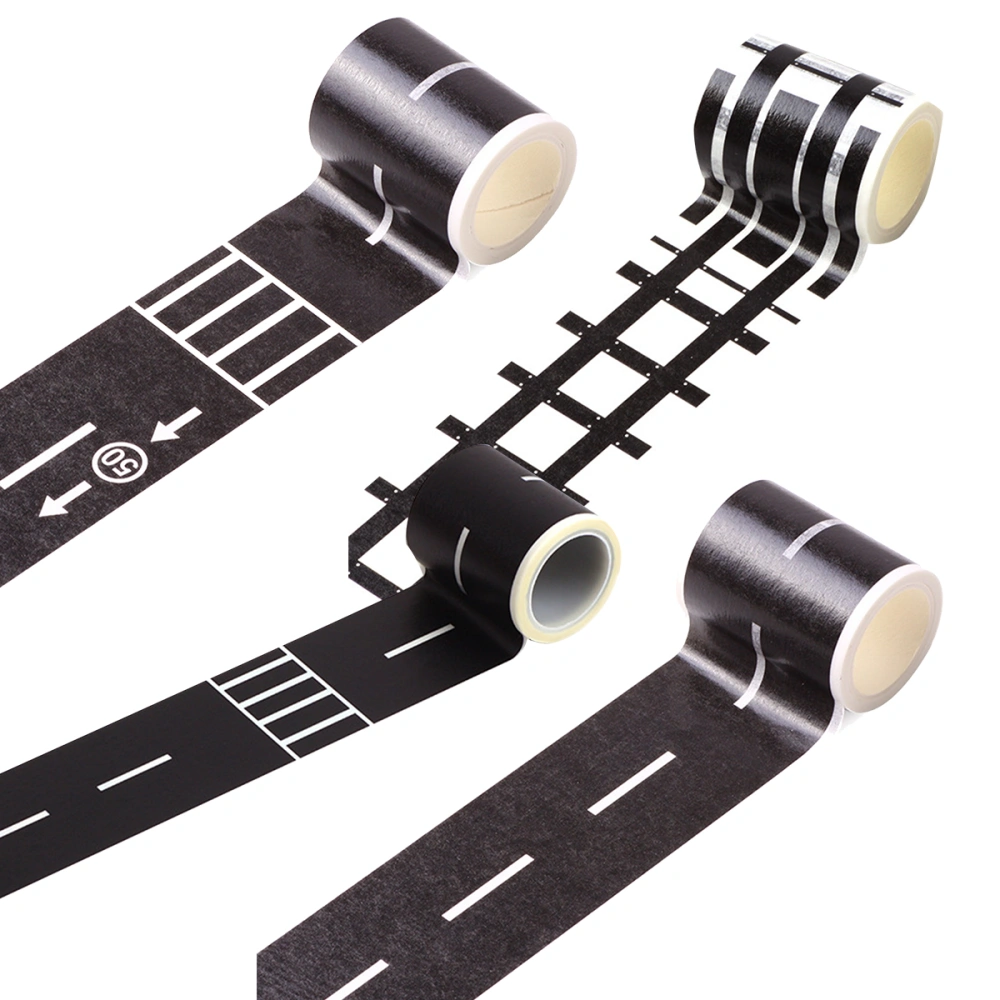 4 Rolls Traffic Tape Road Washi Tape Railway Road Stickers Toy Car Road Tape