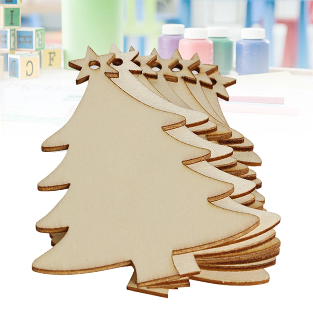 10 pcs Wooden Christmas Tree Pieces Hanging Decor Creative Wooden Piece Pendant for Christmas Tree Home Bag