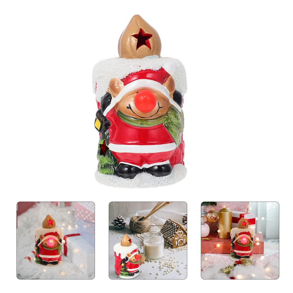 1Pc Christmas Themed Candle Light Lovely Desktop Ornament Chic Ceramic Artware