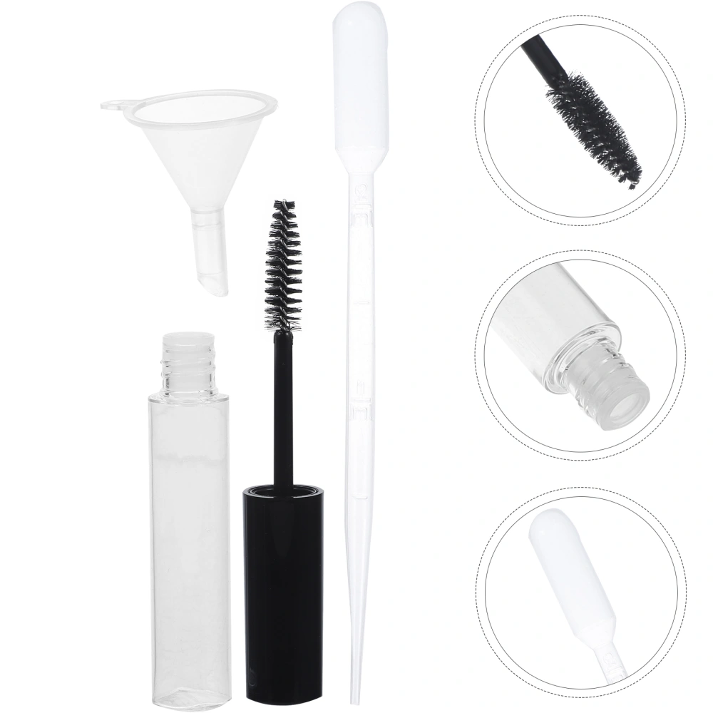 3pcs 10ml Empty Mascara Tube with Eyelash Wand and 3pcs Funnels and 3pcs Transfer Pipettes Set for Castor Oil DIY Mascara Container Set