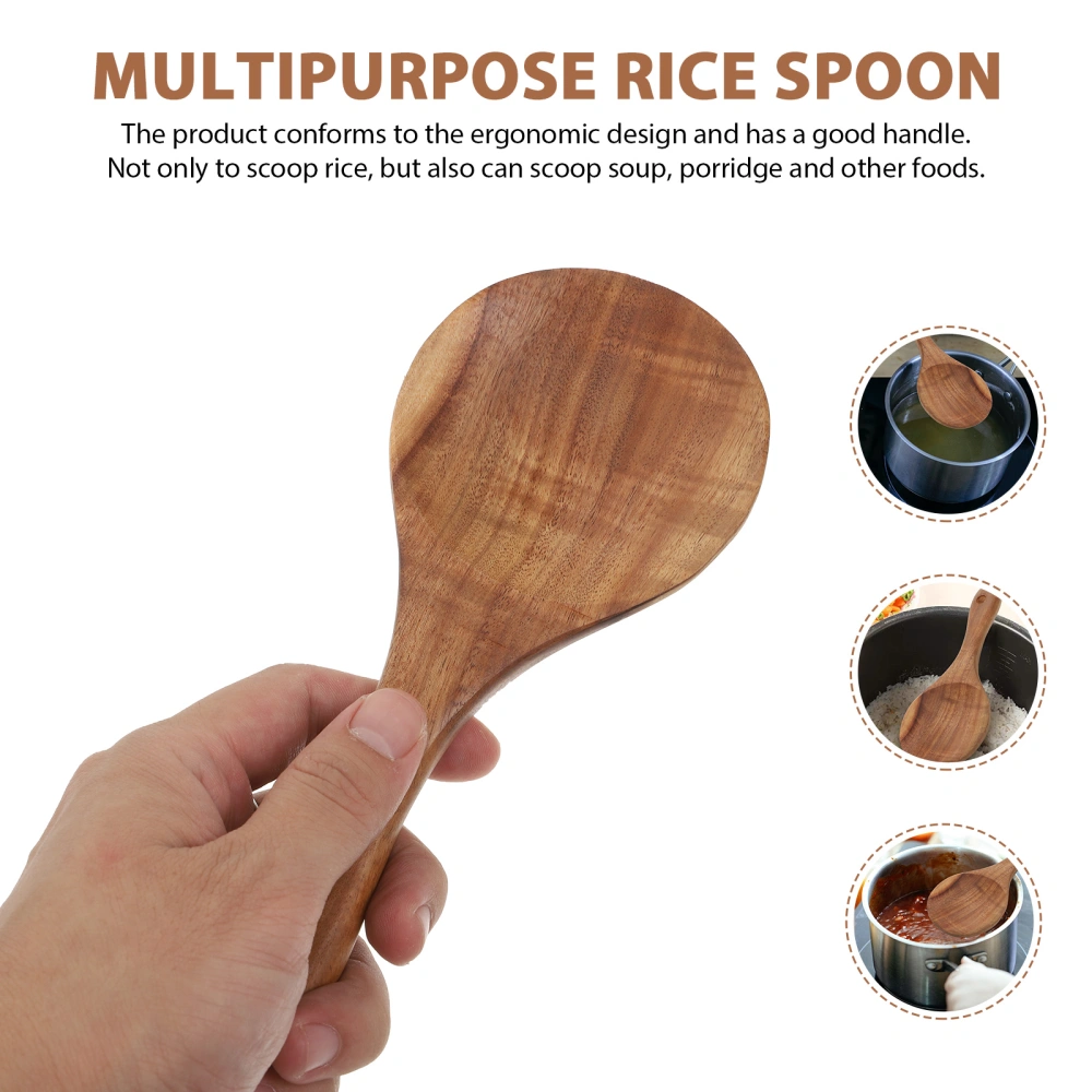 1Pc Teak Wood Rice Spoon Practical Large Scoop Rice Paddle (Wood Color)