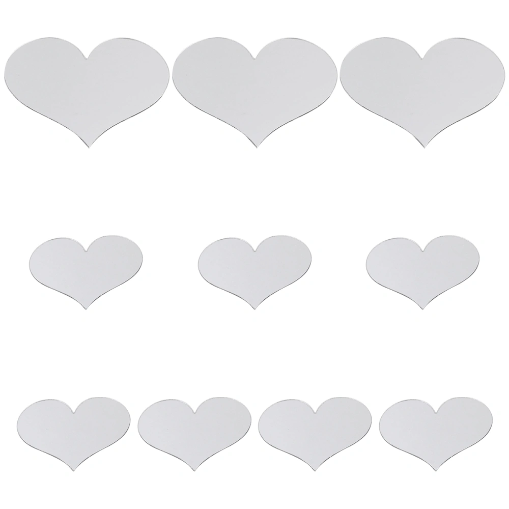 20PCS Heart Shaped Wall Stickers Mirror Stickers Modern Acrylic Stickers DIY Murals Wall Decals for Home Bedroom Living Room Bathroom Decoration (Silver)