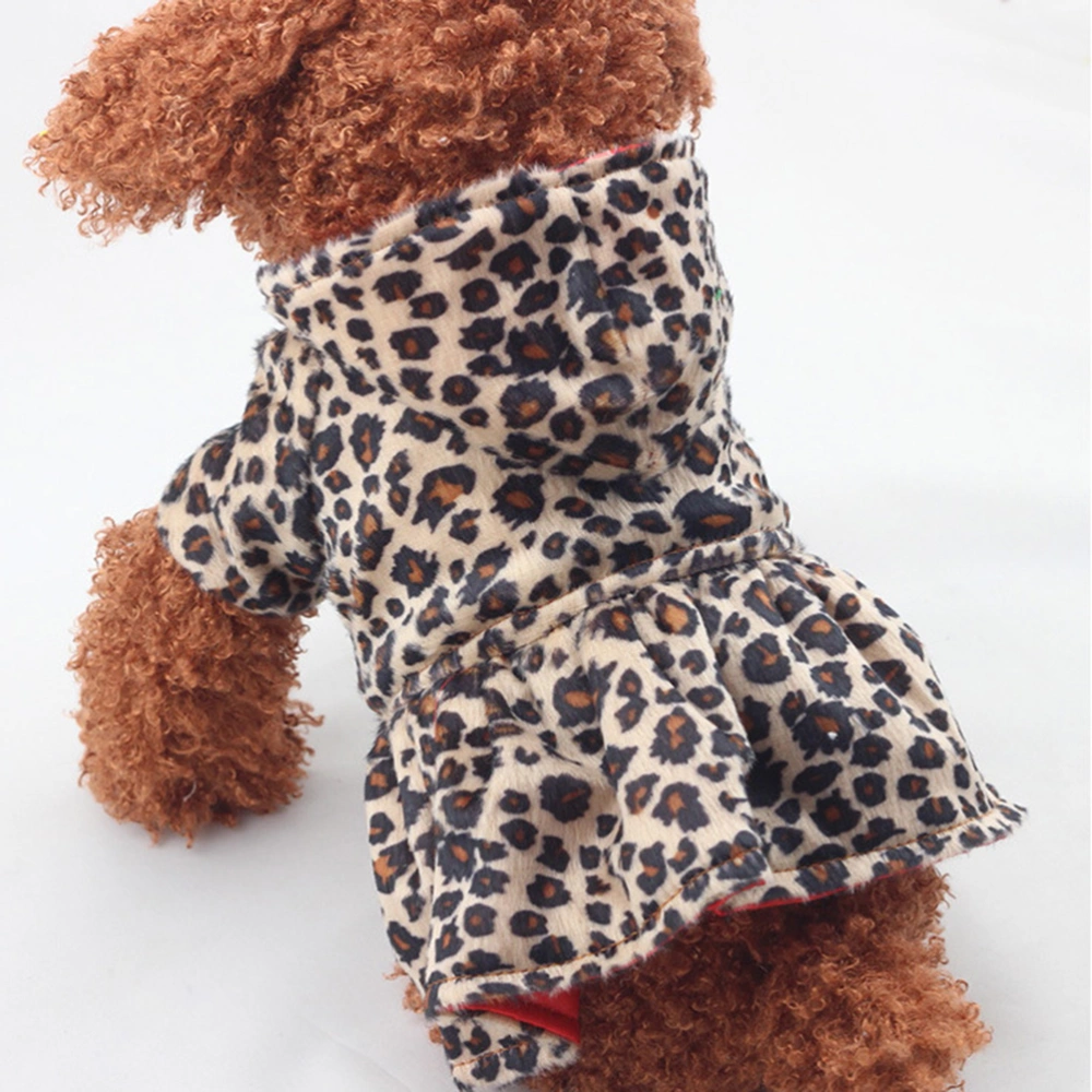 Leopard Cotton Skirt Warm Pet Clothes Winter Autumn Pet Supplies for Dog Puppy (Size S)