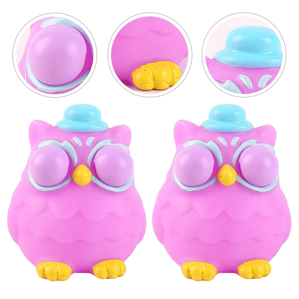 2pcs Owl Squeeze Toy Household Squeeze Toy Colored Owl Fidget Toy Elastic Stretchy Toy