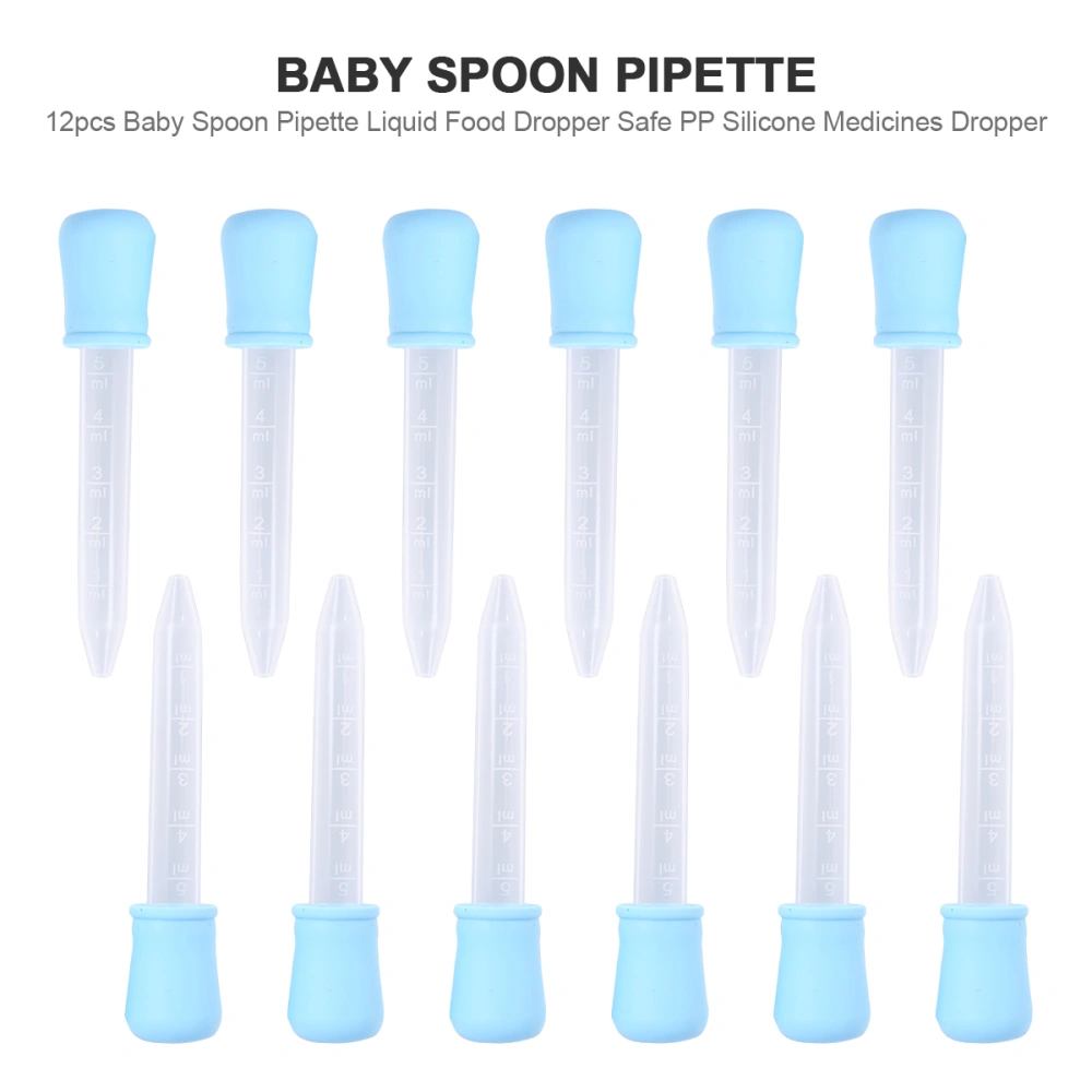 12pcs Baby Spoon Pipette Liquid Food Dropper Safe PP Silicone Medicines Dropper