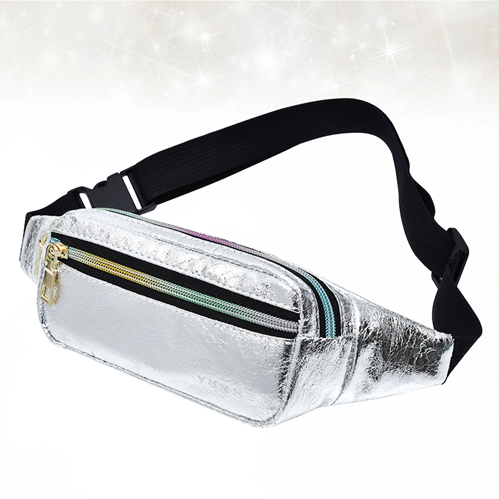 Casual Outdoor Travel Bag PU Single-Shoulder Cross-Body Pack Sports Bag for Woman Girl (Silver)