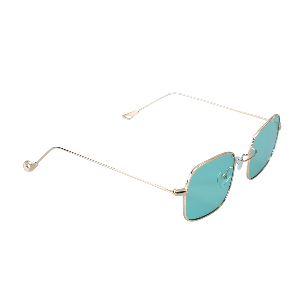 Women American European Solid Vintage Stylish Novelty Pratical Small Square Ocean Film Sunglasses Beach Seaside (Gold Frame Green Lens)