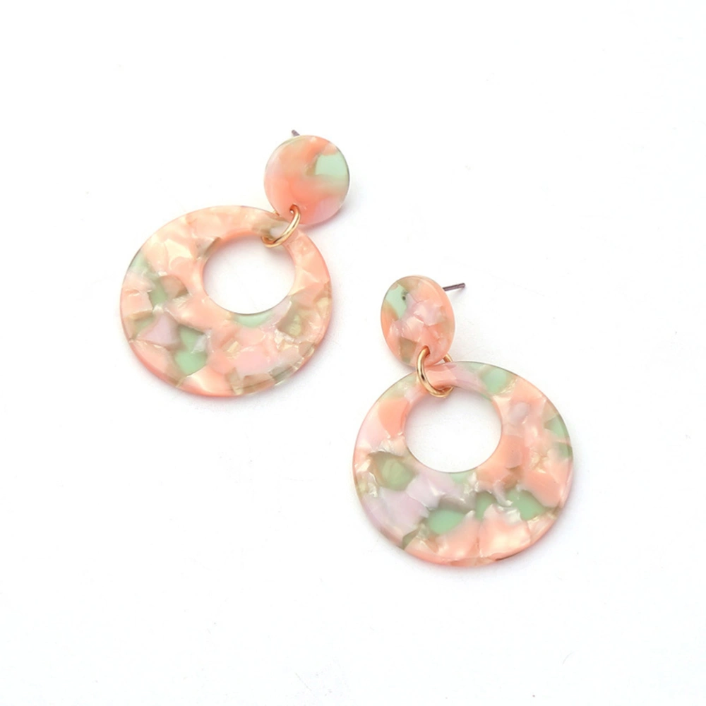 1 Pair New Trendy Circle Resin Drop Earrings For Women Geometric Ear Jewelry