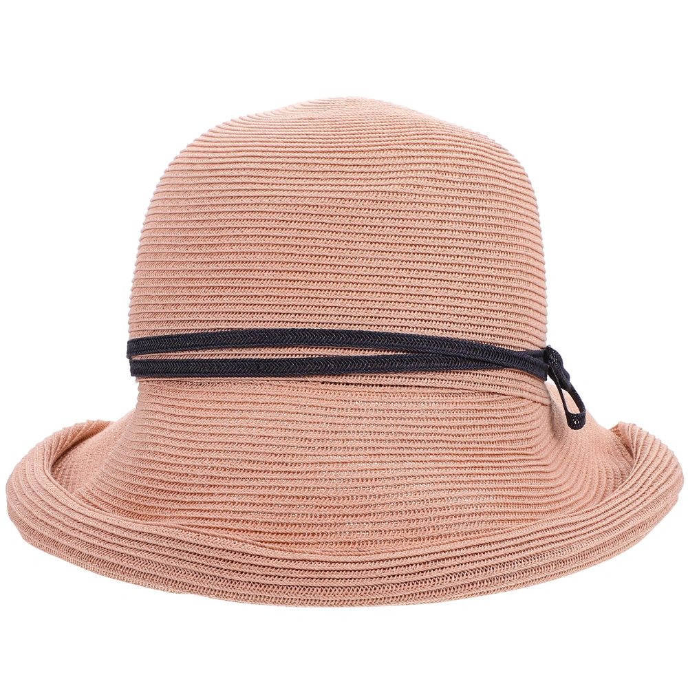 1Pc Folding Travel Sunhat Outdoor Bowknot Straw Hat Fashion Exquisite Sun Hat