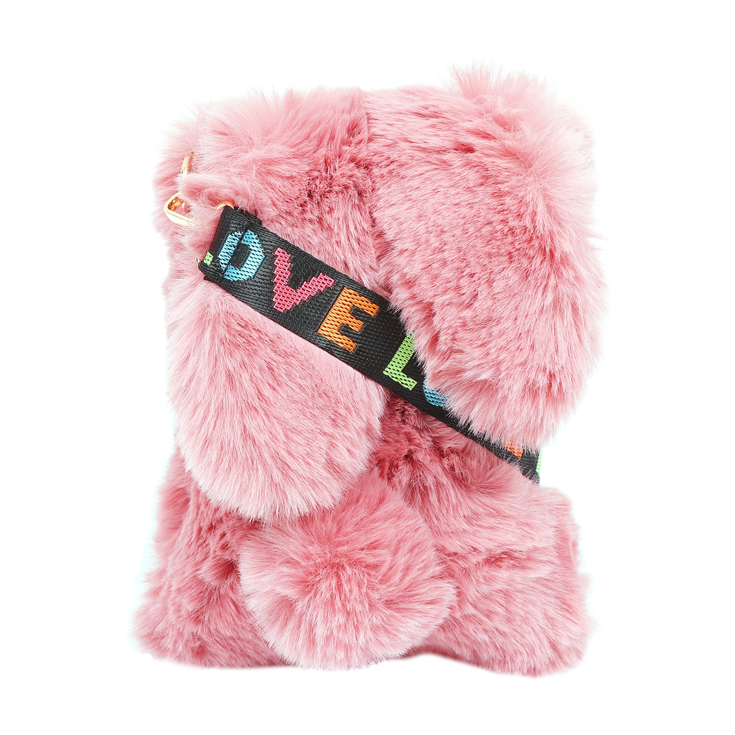 Crossbody Bag Rabbit Design Plush Shoulder Bag Messenger Mini Pouch for Women Girls (Pink)
