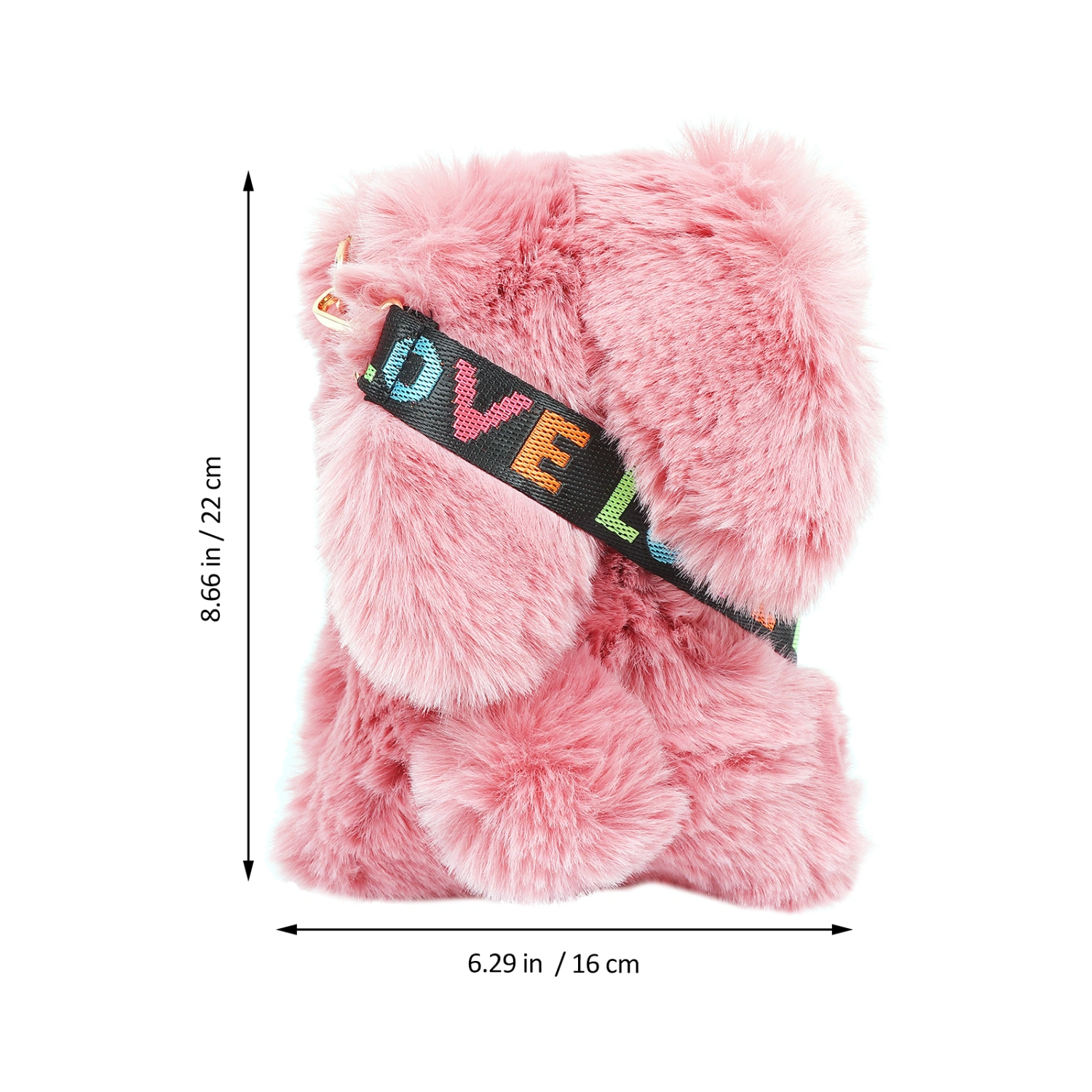 Crossbody Bag Rabbit Design Plush Shoulder Bag Messenger Mini Pouch for Women Girls (Pink)