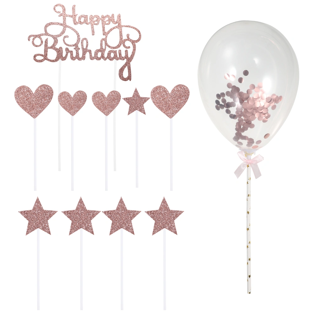 1 Set Glitter Star Heart Cake Topper Cupcake Toppers Birthday Party Supplies