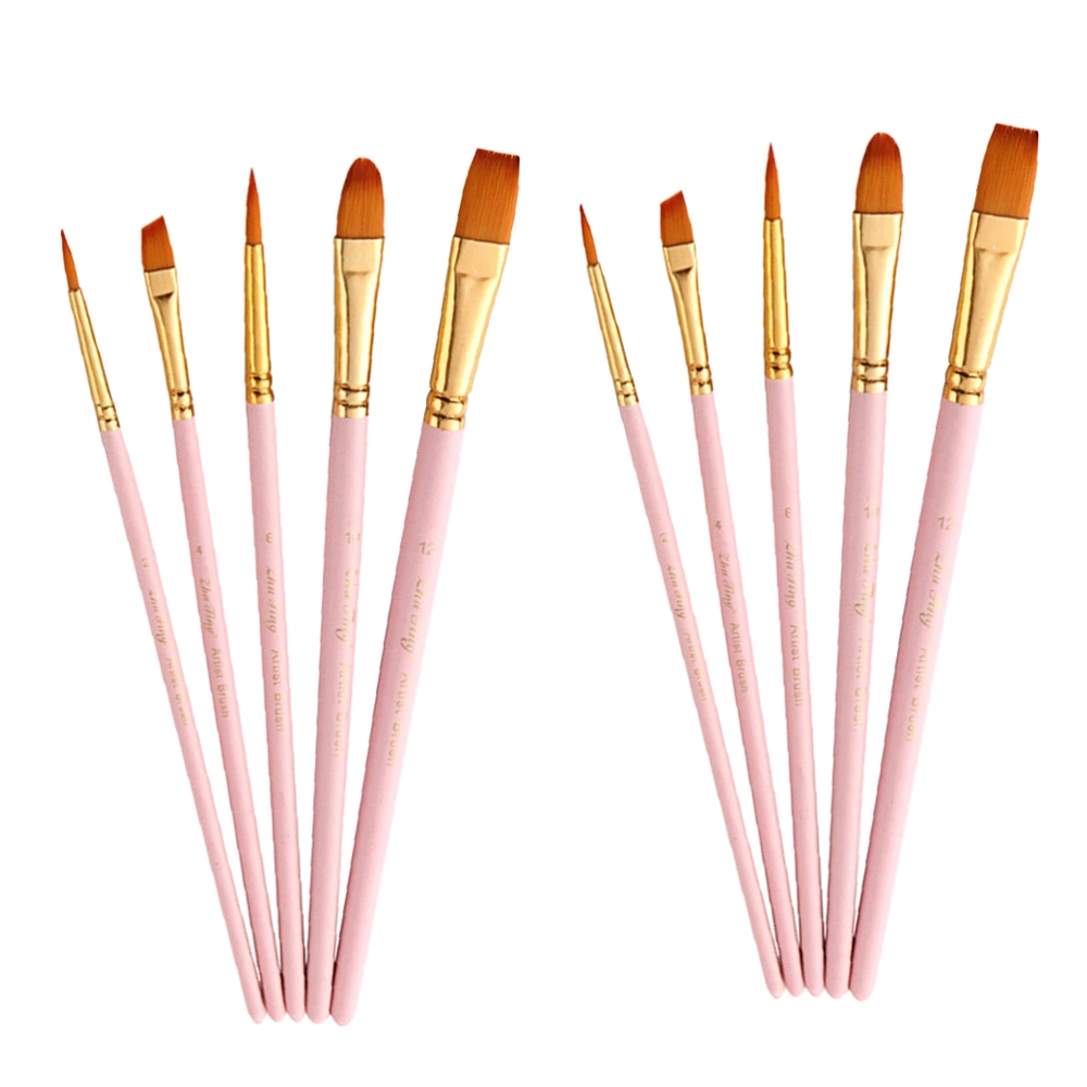 10 Pcs Watercolor Painting Brushes Wooden Handle Oil Painting Brushes Painting Tool