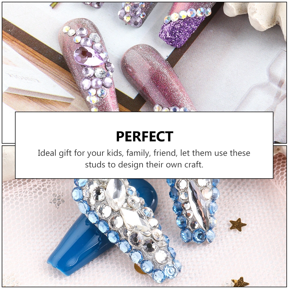 2 Boxes Nail Art Decorations Handmade 3D Nail Studs Colorful Manicure Jewelry