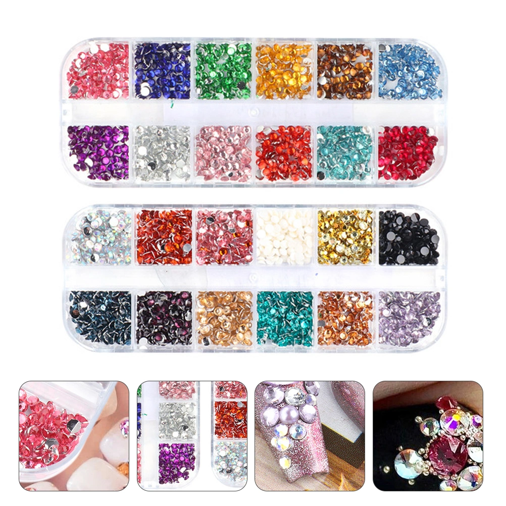 2 Boxes Nail Art Decorations Handmade 3D Nail Studs Colorful Manicure Jewelry