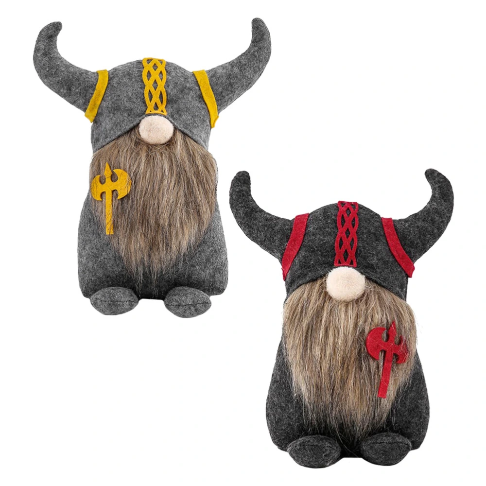 2pcs Ox Horn Shape Gnome Rudolph Doll Decor Home Bullfighting Gnome Ornament