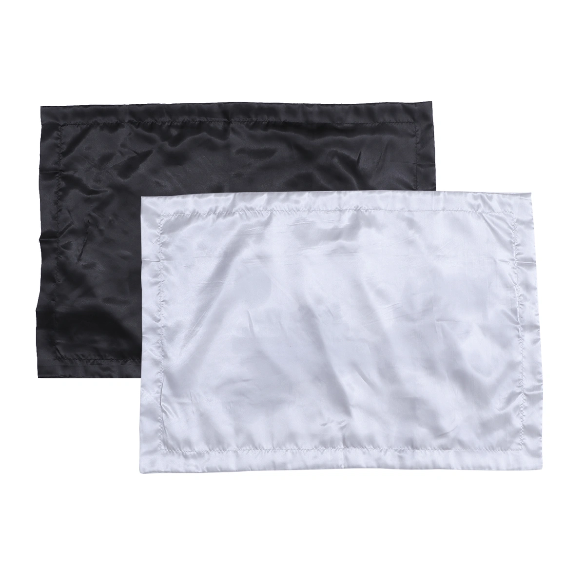2pcs Silk Pillow Case Simple Pillow Case for Home Hotel Bedroom (Black and Gray)