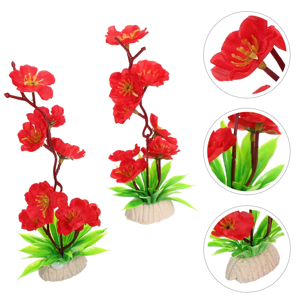 2Pcs Artificial Flower Sushi Plate Decoration Fake Flower Ornament Sashimi Plate Decoration