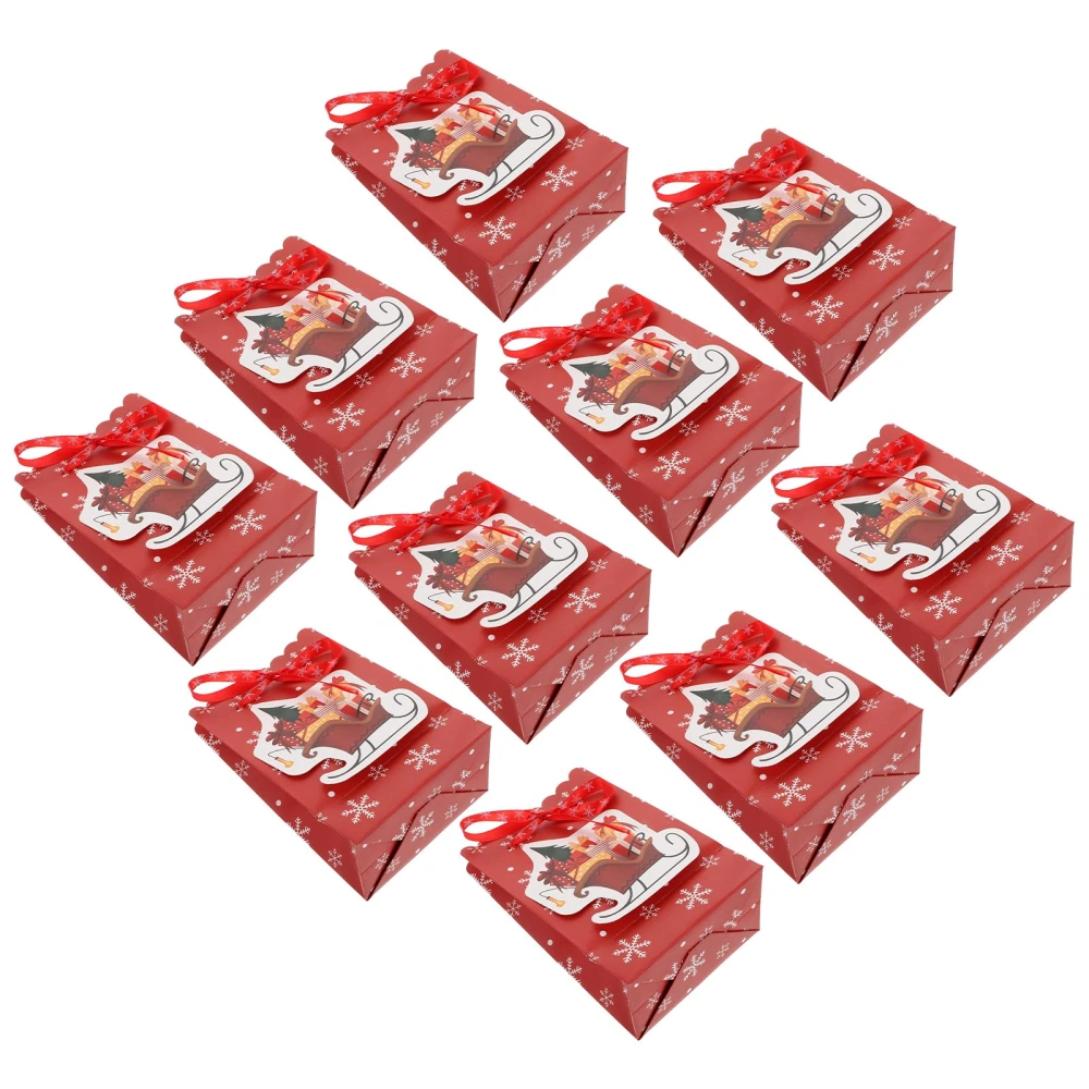 10Pcs Christmas Gift Bag Candy Holder Storage Box Christmas Cookie Boxes