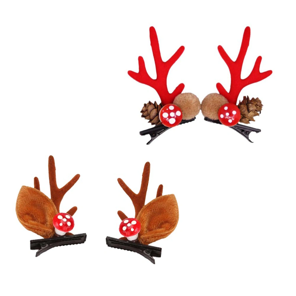 4pcs Christmas Antlers Hair Clip Chic Hair Barrettes Fashion Hair Hair Accessories for Girls Toddlers