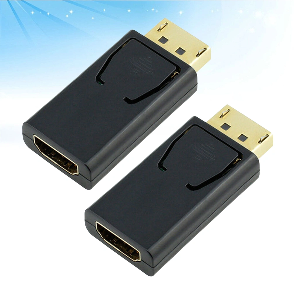 2Pc Durable DisplayPort Male to Adapter Female Converter Support 1080P (Black)