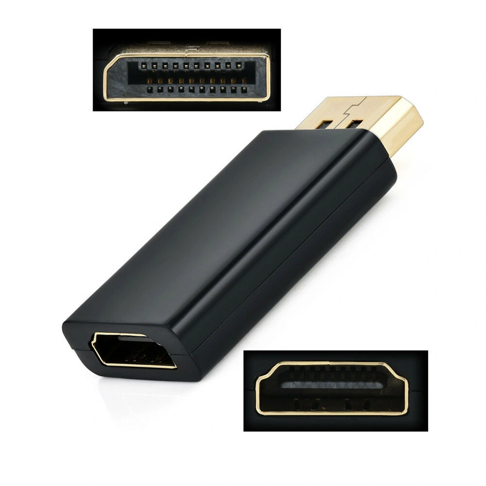 2Pc Durable DisplayPort Male to Adapter Female Converter Support 1080P (Black)