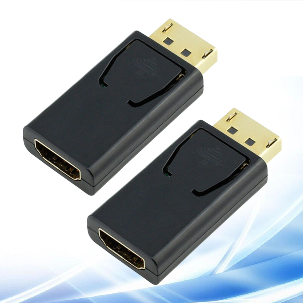 2Pc Durable DisplayPort Male to Adapter Female Converter Support 1080P (Black)