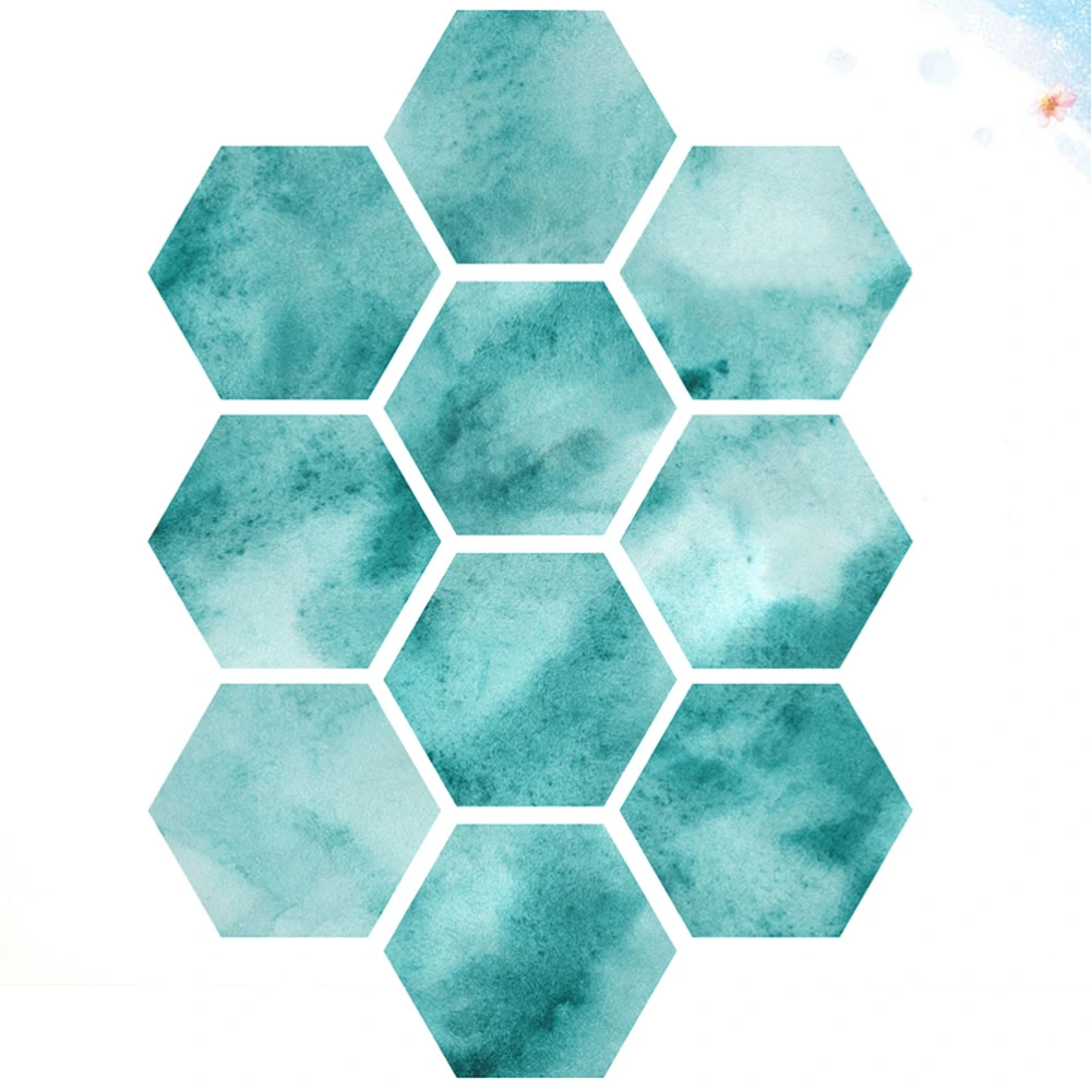 10pcs Green Hexagon Floor Sticker Self Adhesive Wall Decal Tile Sticker Creative Floor Ornament Waterproof Non-slip Decals 