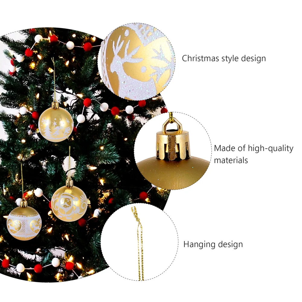 9 Pcs Painted Ball Hangings Festive Ornaments Lovely Christmas Ball Set