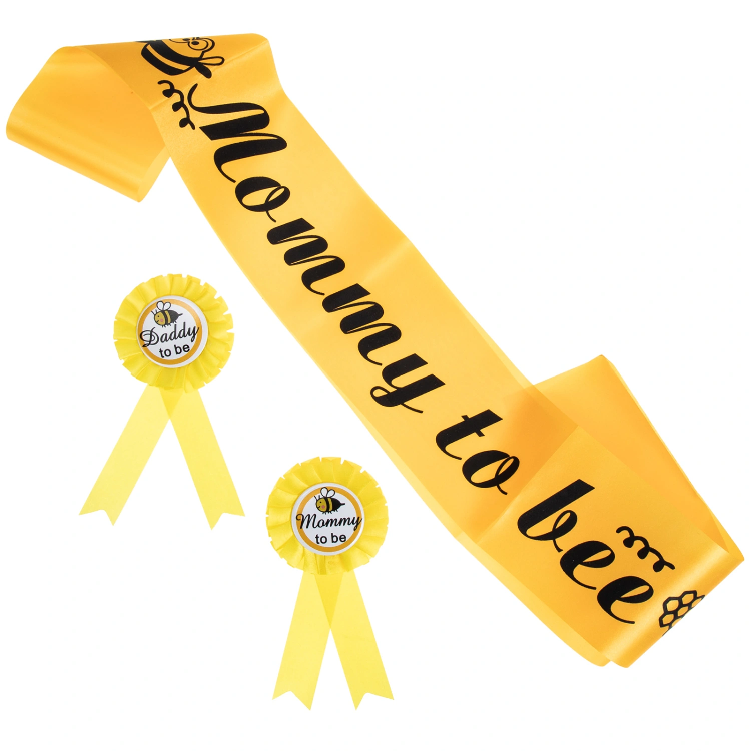 1 Set Mommy to Be Sash Daddy to Be Corsage Pin Baby Shower Photo Props