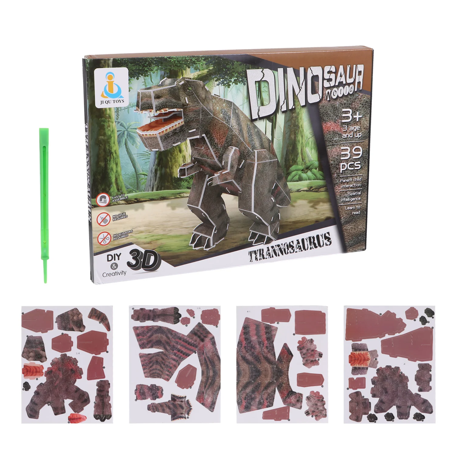 1 Set 3D Dinosaur 39 Pieces Puzzles Children Puzzle Educational Games Toy Gift