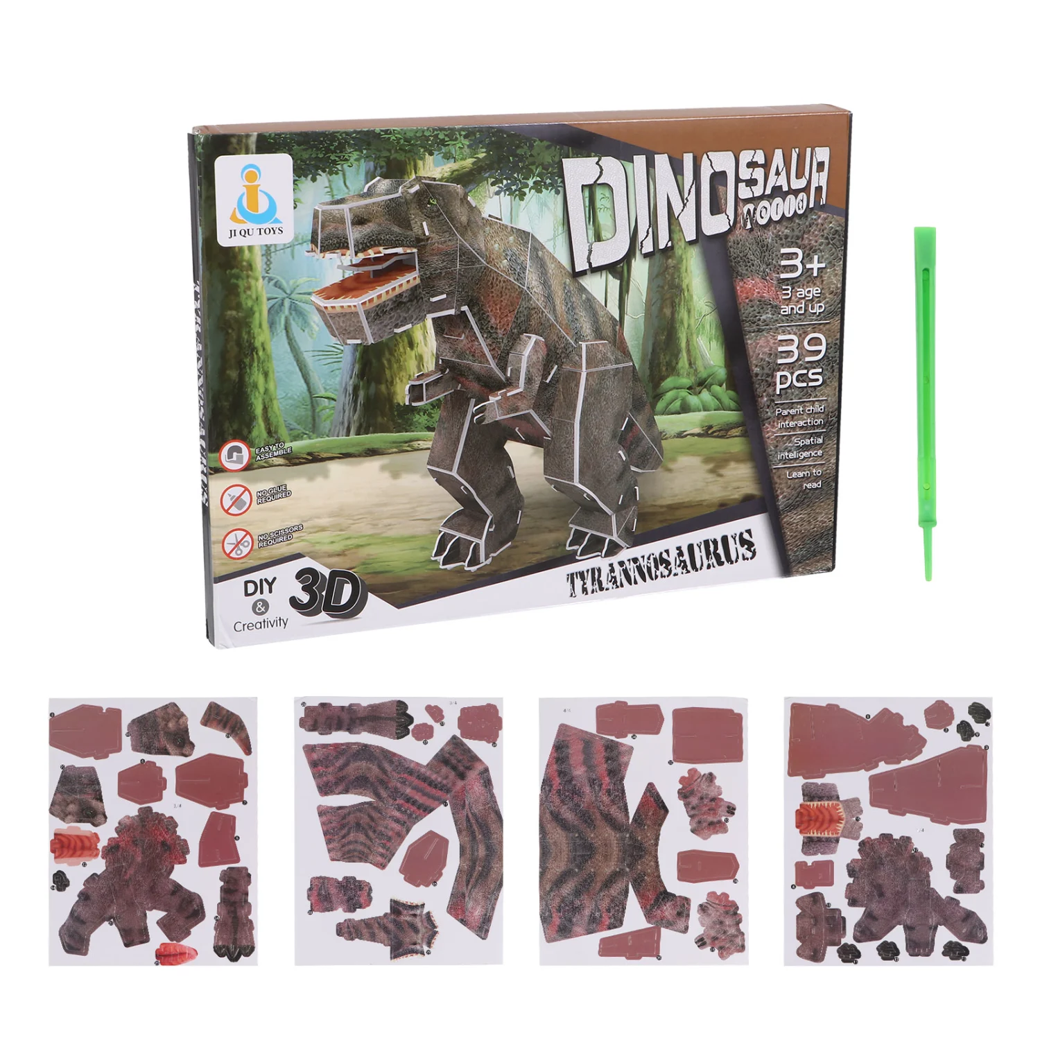 1 Set 3D Dinosaur 39 Pieces Puzzles Children Puzzle Educational Games Toy Gift