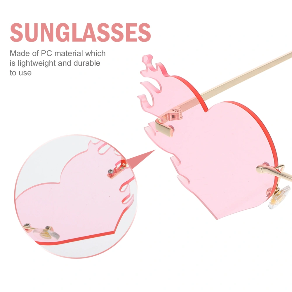 1 Pair Interesting Heart Sunglasses Heart Shaped Glasses Rimless Sunglasses