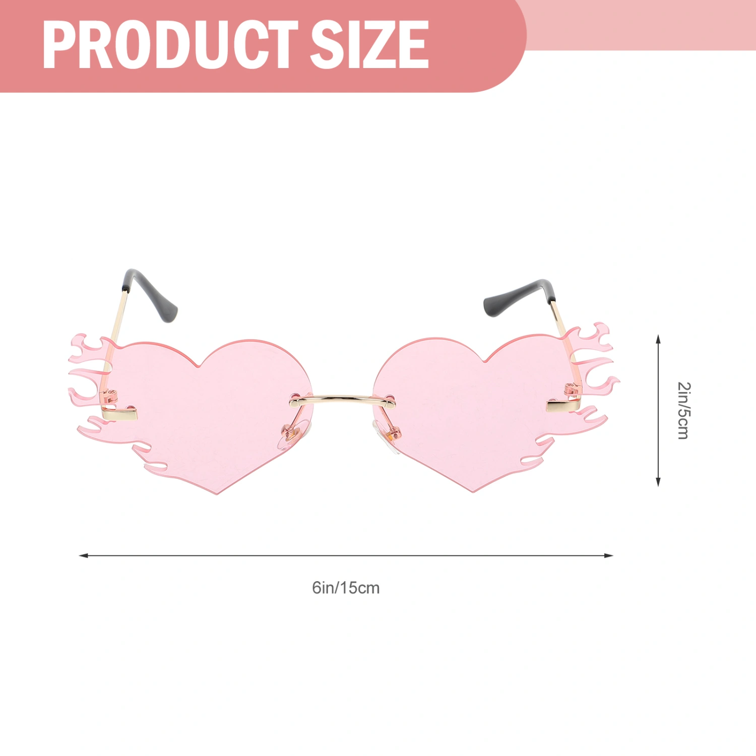 1 Pair Interesting Heart Sunglasses Heart Shaped Glasses Rimless Sunglasses