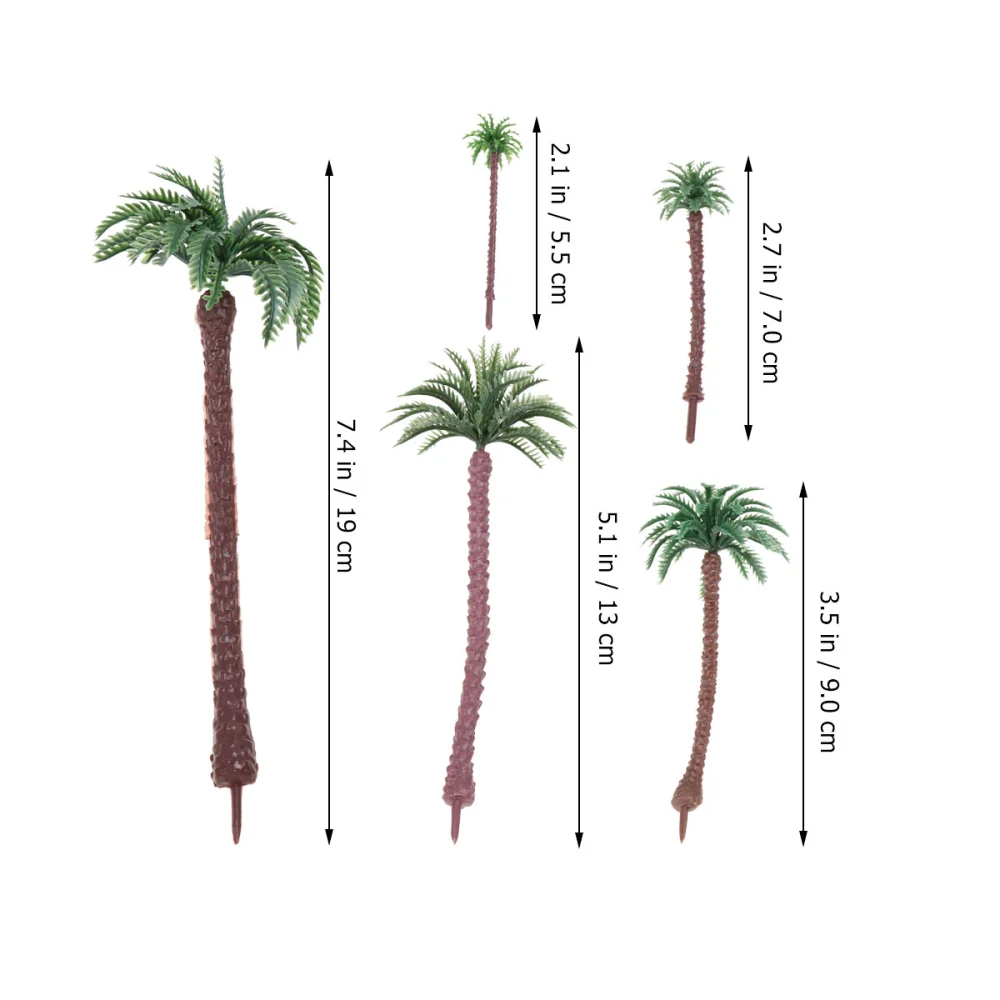 10 Pcs Plastic Palm Tree Model Layout Props Scenery DIY Handmade Material Mini Coconut Tree Model (19CM, 13CM, 9CM, 7CM, 5.5CM Style)