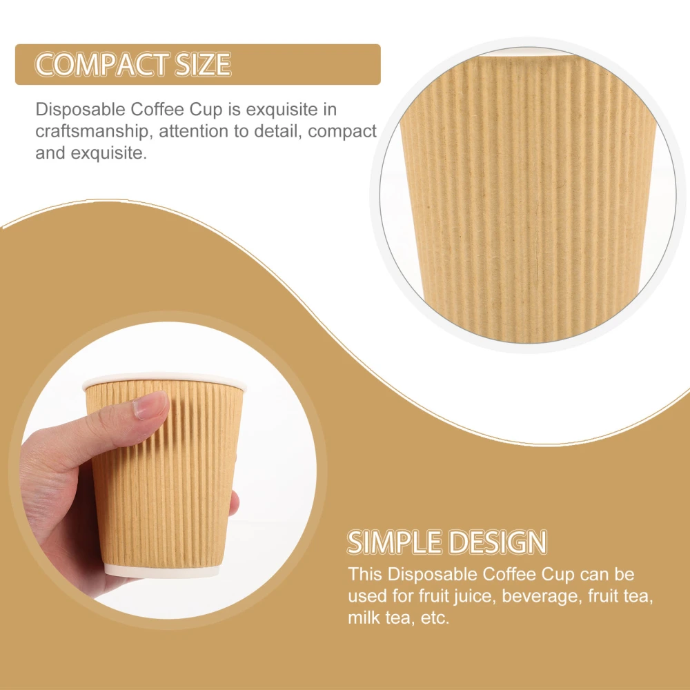 50pcs Household Paper Cups Disposable Coffee Cups Heat-resistant Paper Cups Beverage Cups