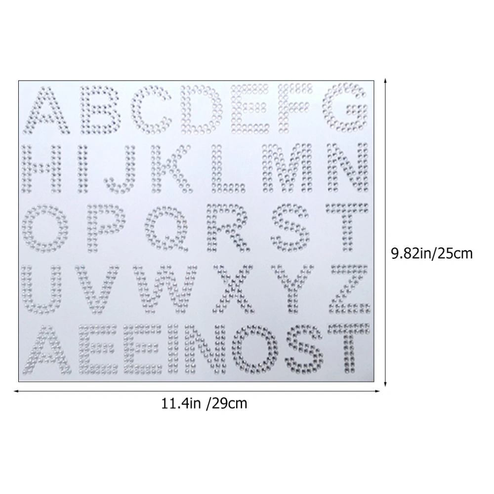 3 Sheets of Decorative Iron on Letters Delicate Rhinestone Letters Multi-function Glitter Stickers