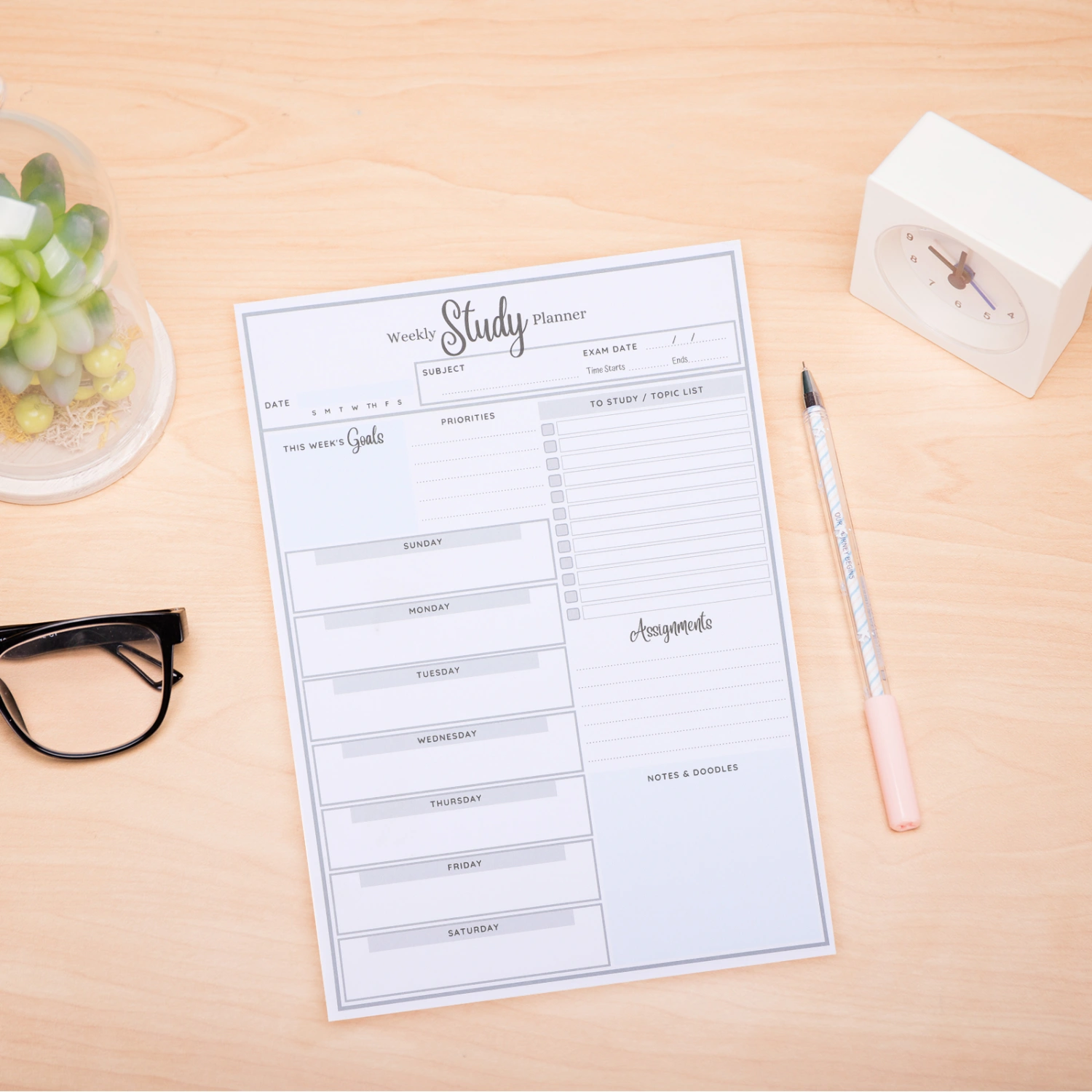Weekly Planner Tear-off Notepad A5 Weekly Study Planner A5 Weekly Planner Notepad