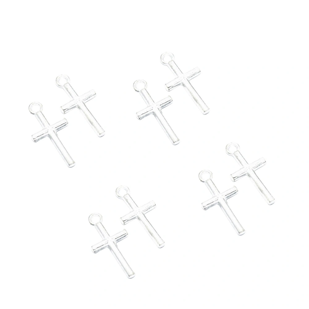 100pcs Fashion Jewelry Making Charms Findings Cross Pendant Craft DIY Vintage Alloys Necklace Bulk Supply Accessoires (Silver)