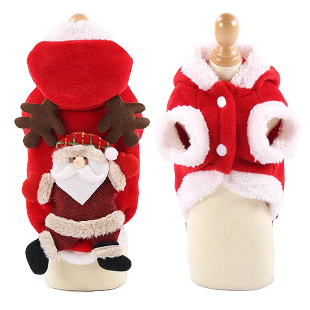 Christmas Pet Dog Clothes Plush Red Elk Santa Claus Pet Clothing Xmas Party Festive Pet Cat Puppy Performance Costume Transformed Coat (Red, M)