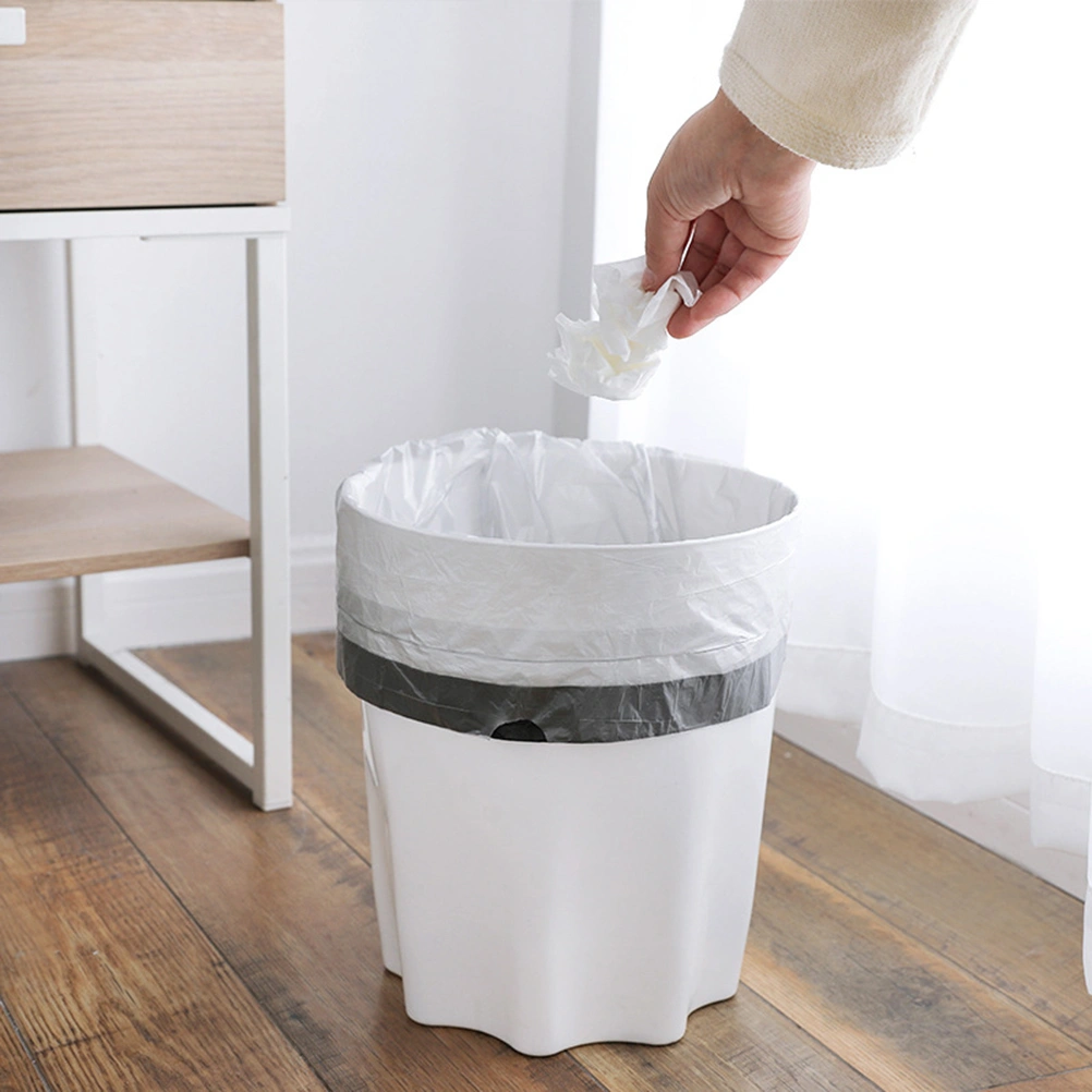 30PCS Portable Thickening Rope Garbage Bags Automatic Closing Large Garbage Bags Disposable Household Plastic Bags(Grey)