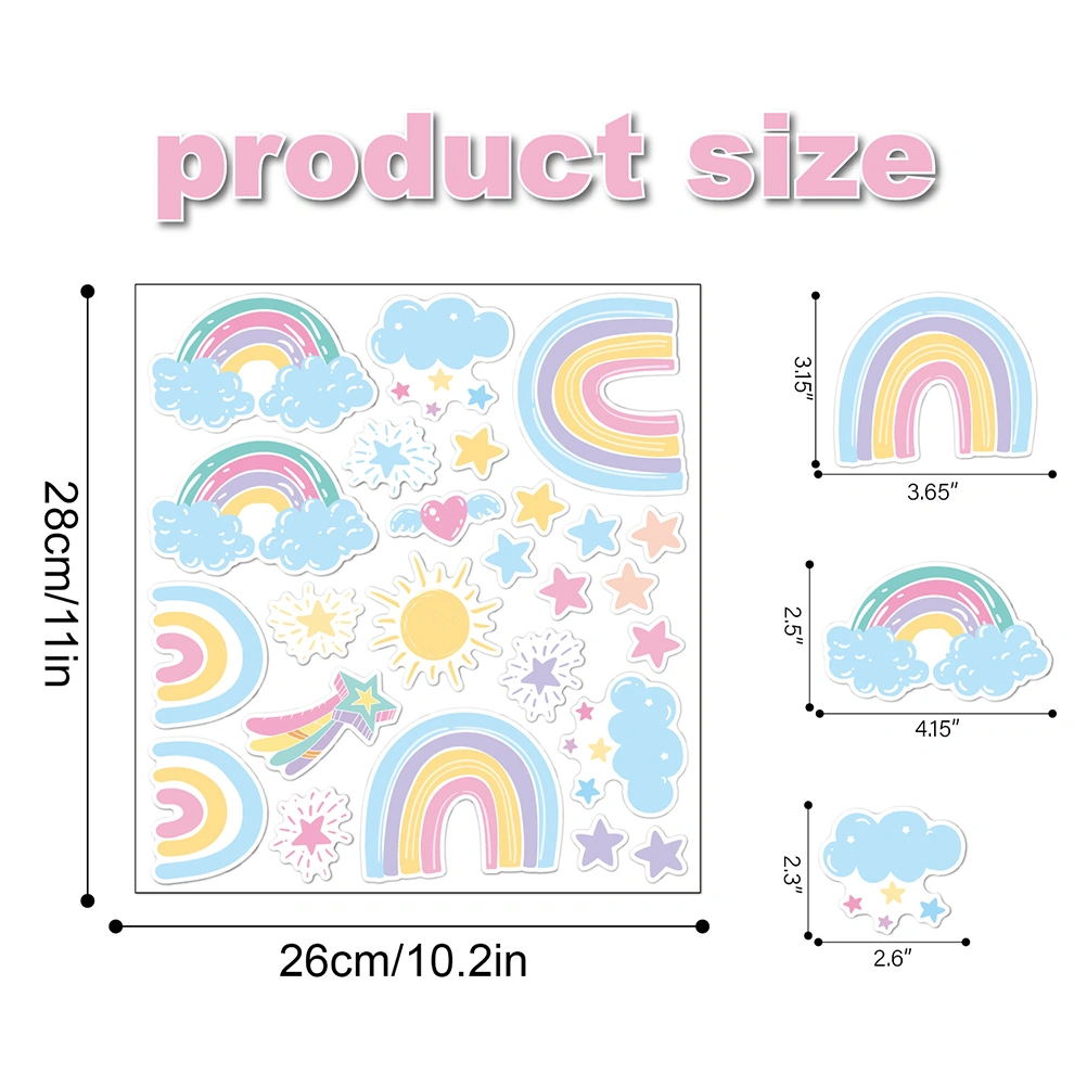 1 Set Rainbow Wall Decals Rainbow Wall Stickers for Baby Bedroom Nursery Room