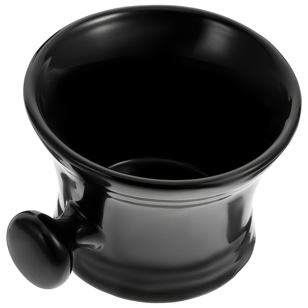 Ceramic Shaving Bowl with Handle Shaving Cream Foaming Cup for Man Black