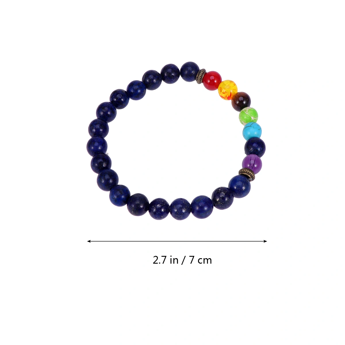 Natural Stone Bracelet Volcanic Stone Energy Bracelet Frosted Agate Beads Bracelet Size M (Colorful Style with Blue Veins)