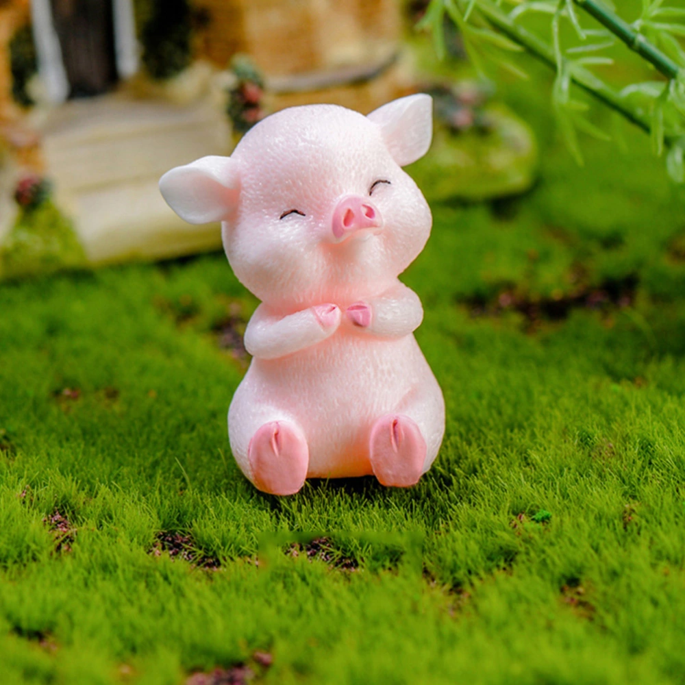 6Pcs Resin Piggy Crafts Lovely Piggy Ornaments Office Desktop Piggy Statues