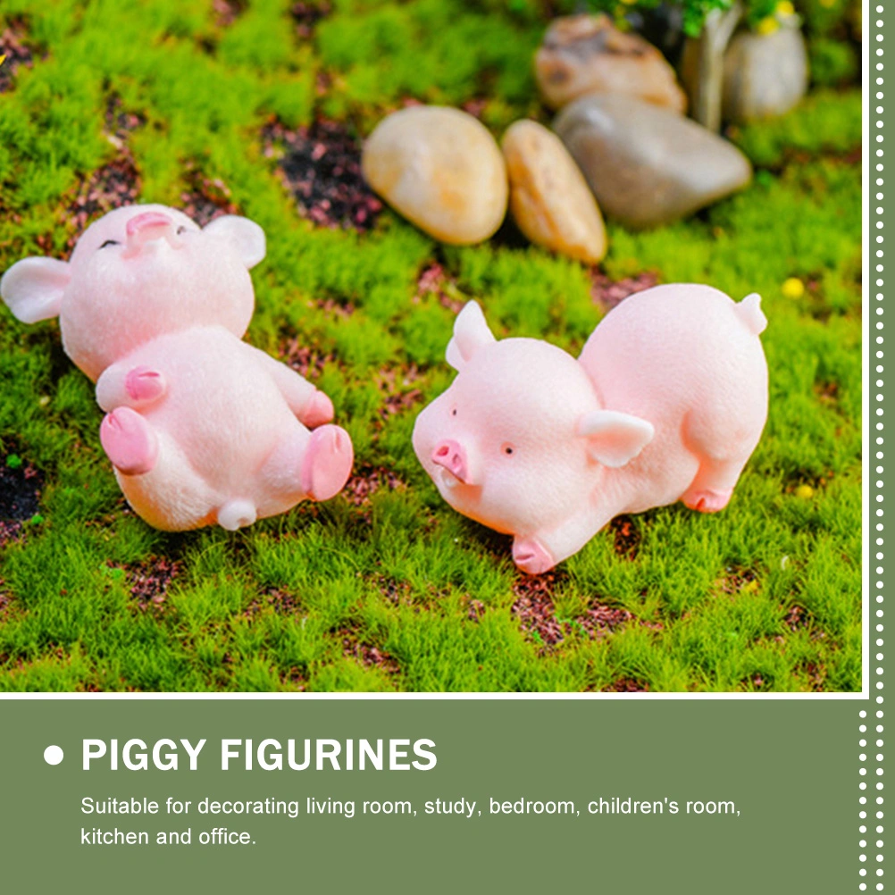 6Pcs Resin Piggy Crafts Lovely Piggy Ornaments Office Desktop Piggy Statues