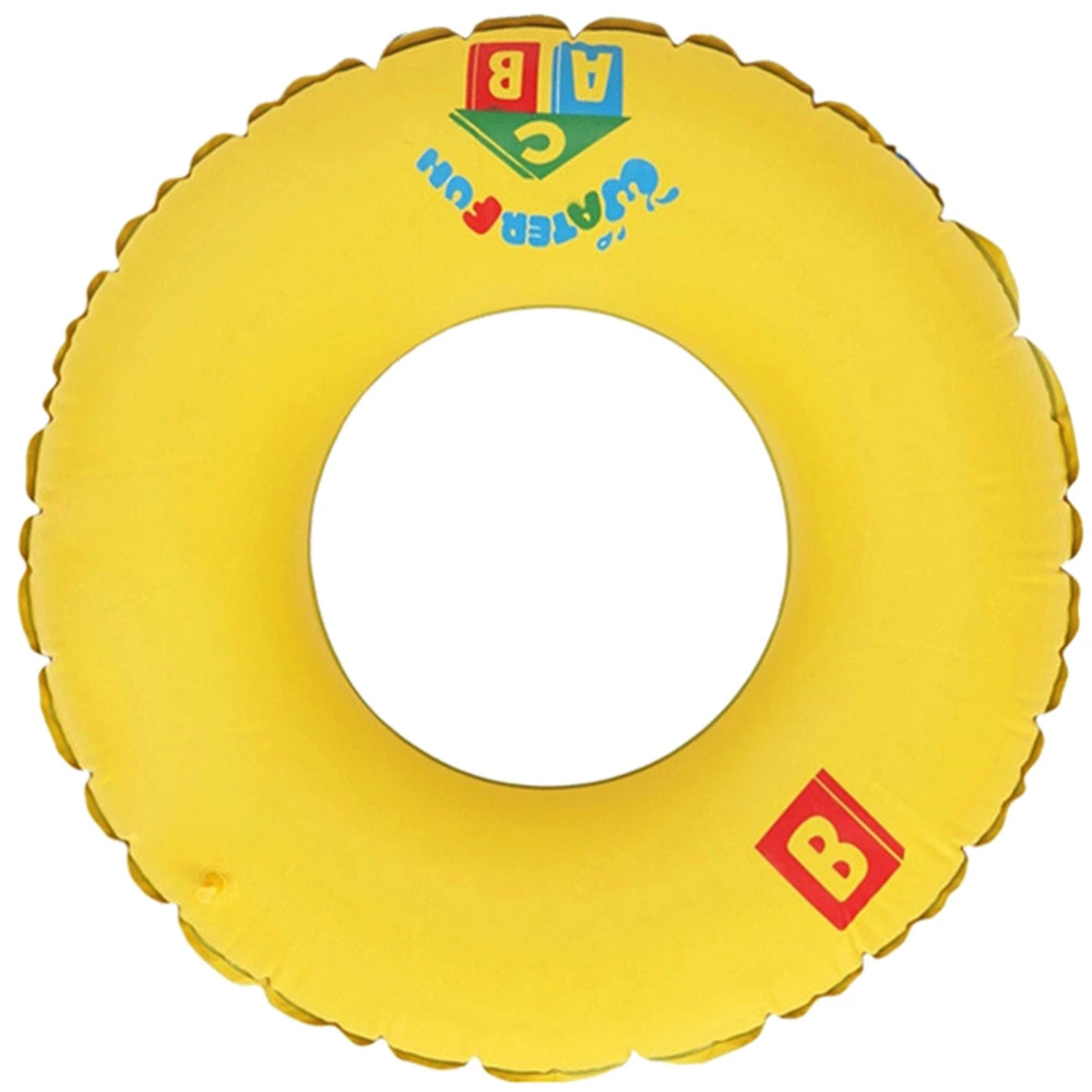 1Pc Creative ABC Inflatable Swim Ring Float Simple Graphics Life Ring Swimming Pool Toy for Adults (Yellow+Blue)