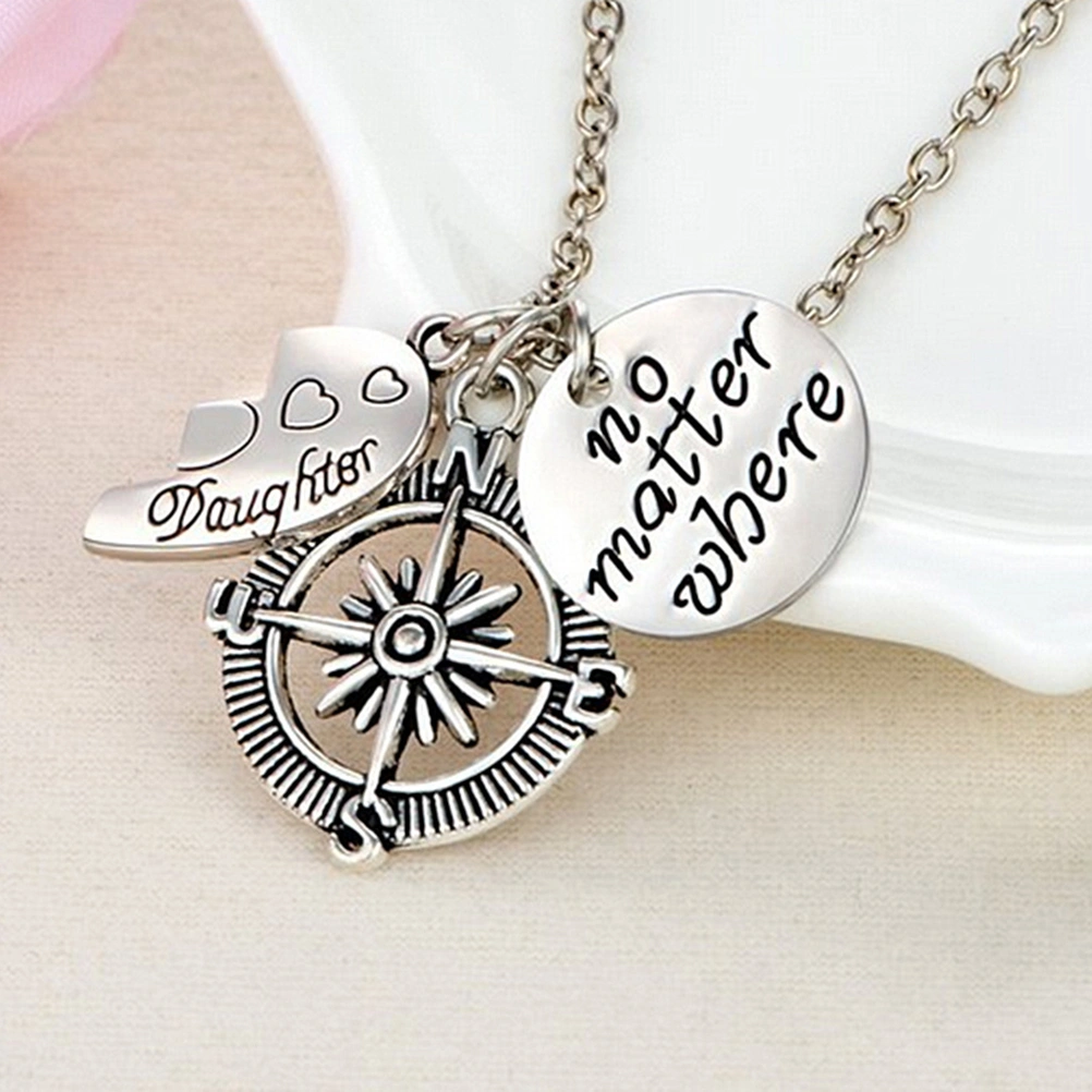 2 Pcs Mother&Daughter Heart Pendant Necklace with Silver Chain Mother's Day Gift